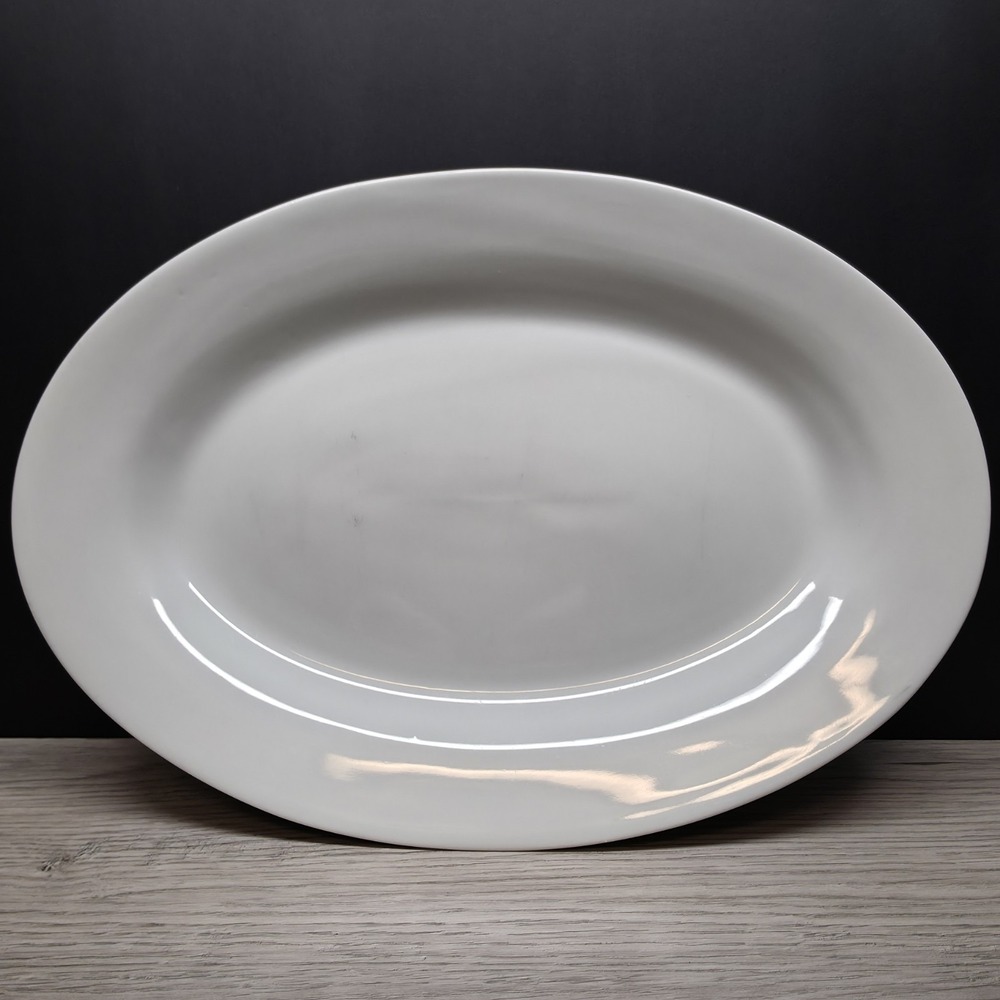 Vintage White Oval Platter - 13.75" X 9.75" - Classic Serving Platter